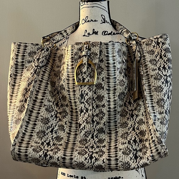 Margot Adele Oversized Python Embossed Leather Tote Bag - Picture 1 of 16